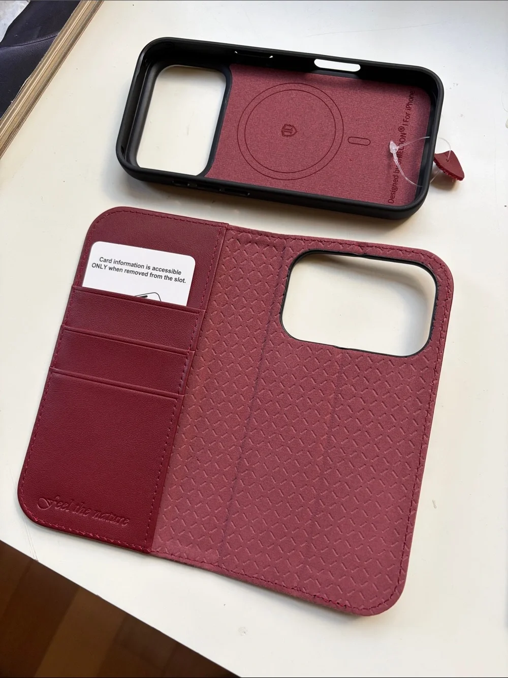 Burgundy Phone Wallet Case with Card Slot iPhone 17